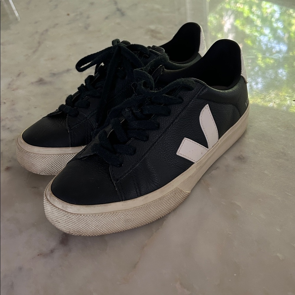 Veja Campo Black Sneakers with White Logo